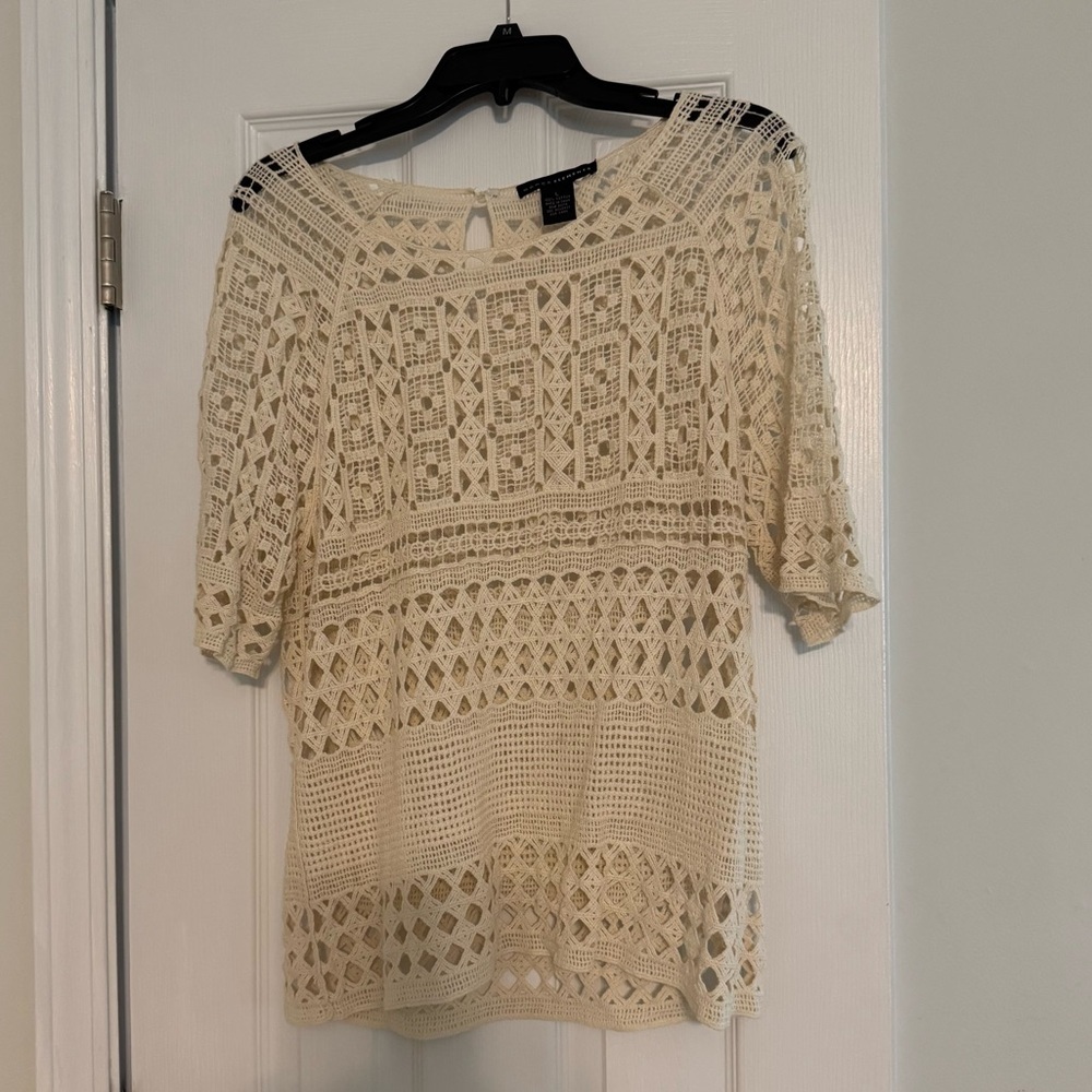 Grace elements cream lace top size large